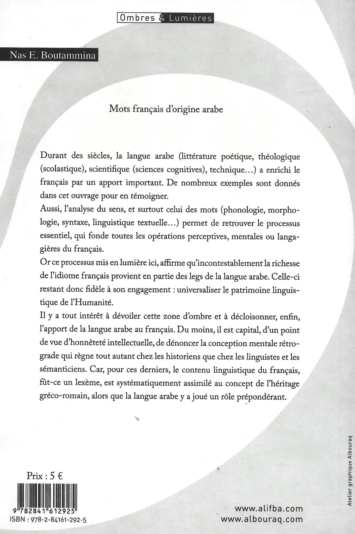 Mots français d’origine arabe de Nas E. Boutammina Al Bouraq Livre > Islam 9782841612925 Librairie Musulmane Al-imen