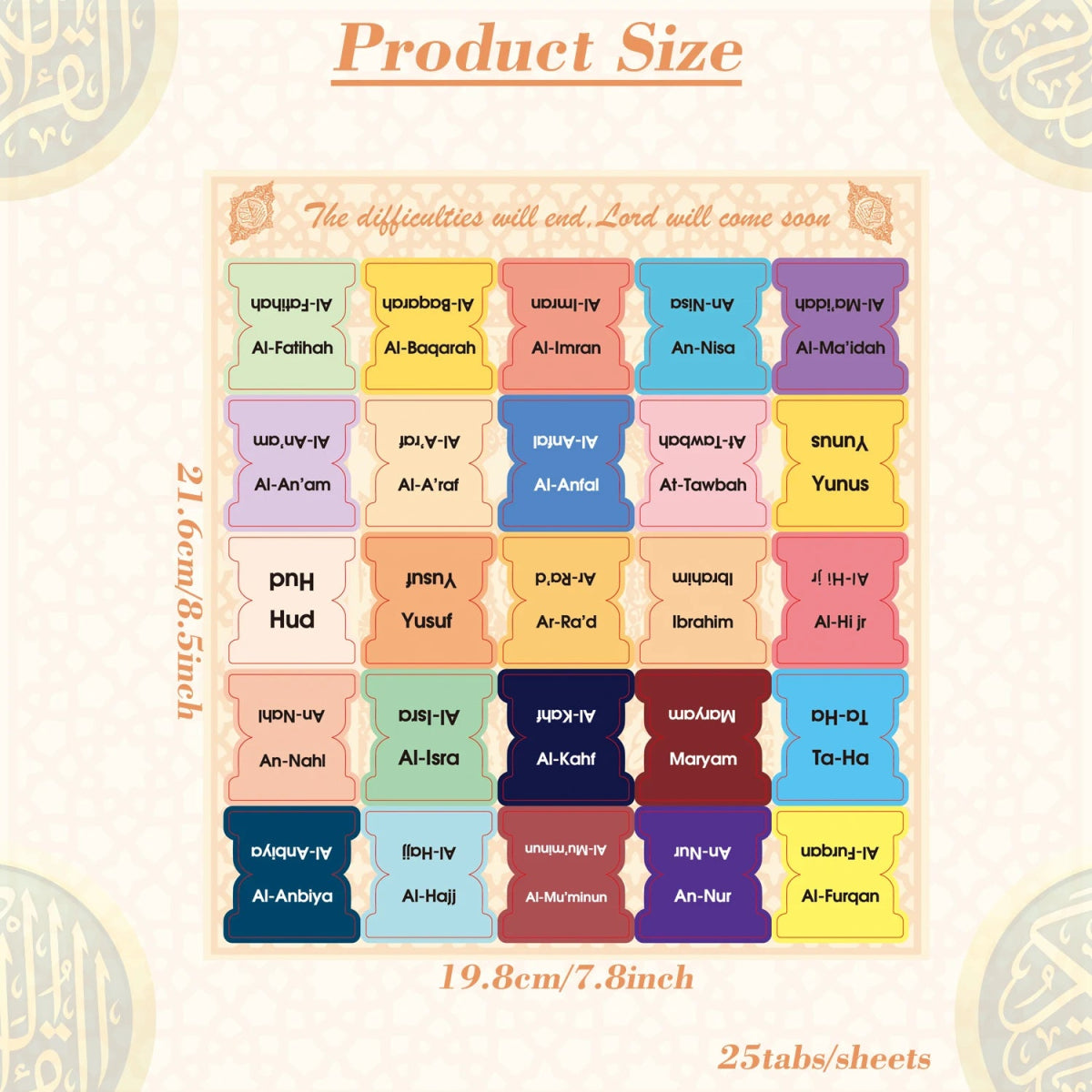 125 Onglets du Coran Laminés – 114 Sourates + 11 Vierge | Onglets d’Index, Étiquettes, Marque - pages pour Livre du Coran MULTI Al - imen