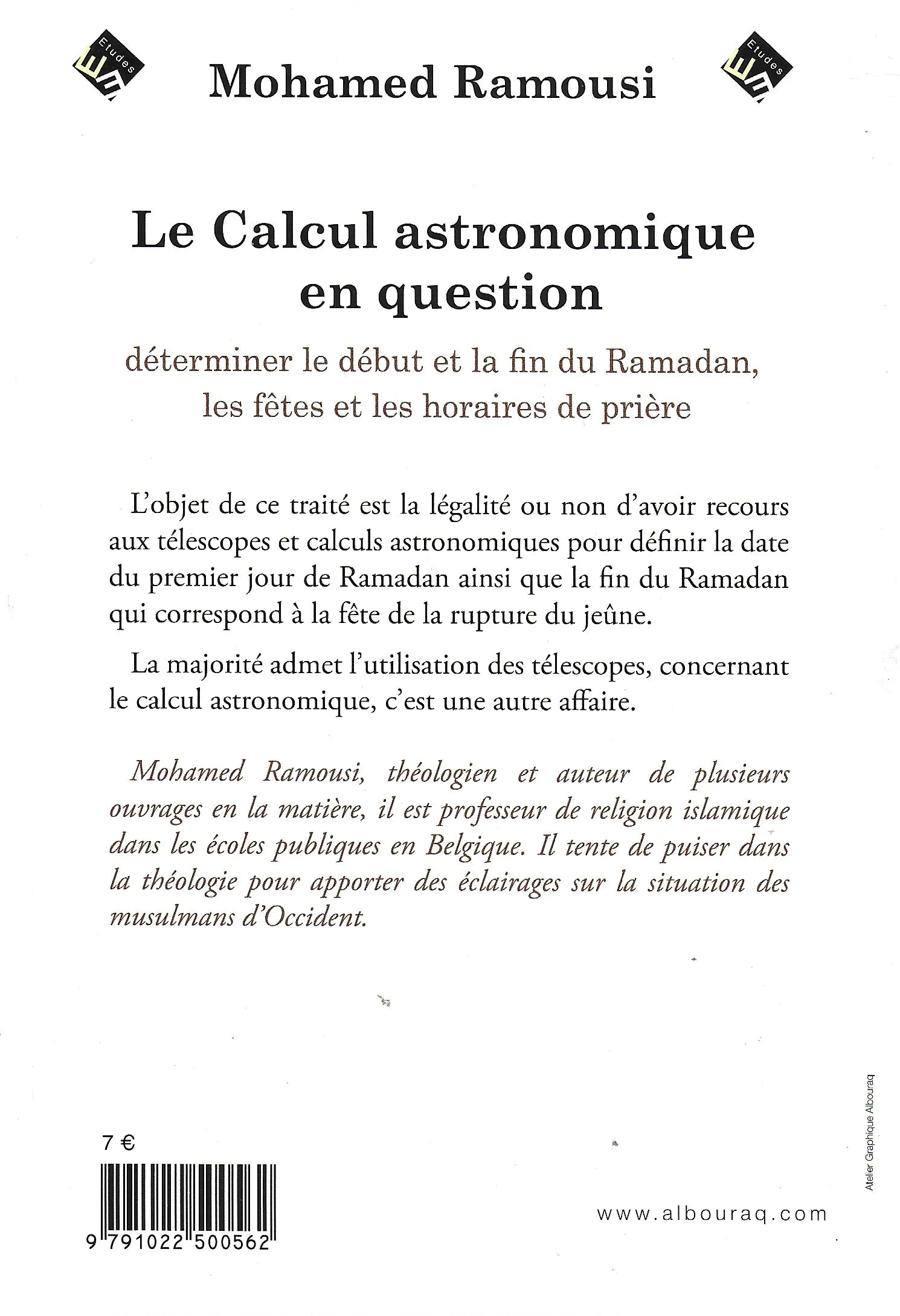 Le calcul astronomique en question de Mohamed Ramoussi - Verso