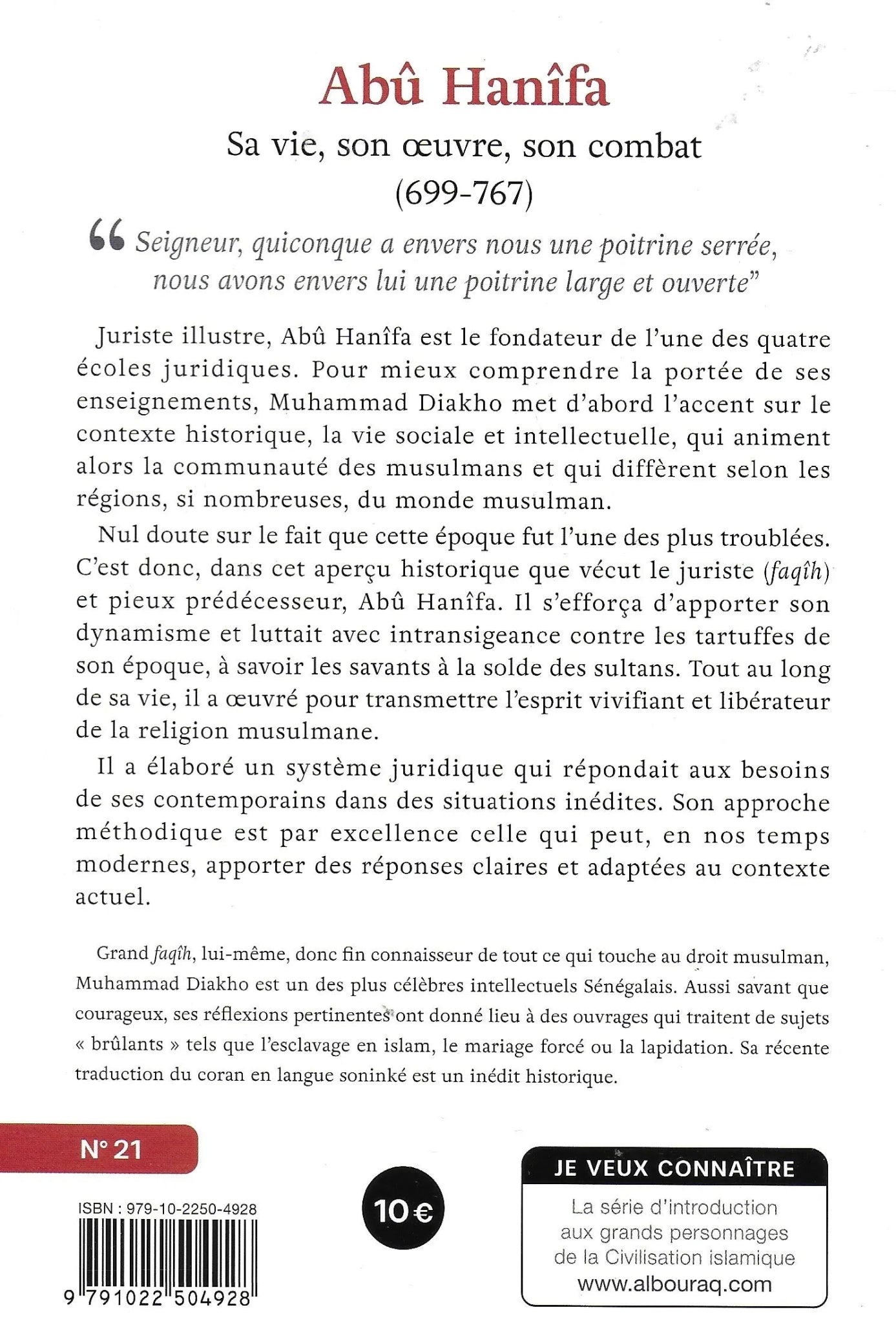 Abû Hanîfa – Sa vie, son oeuvre, son combat de Muhammad Diakho Al - imen