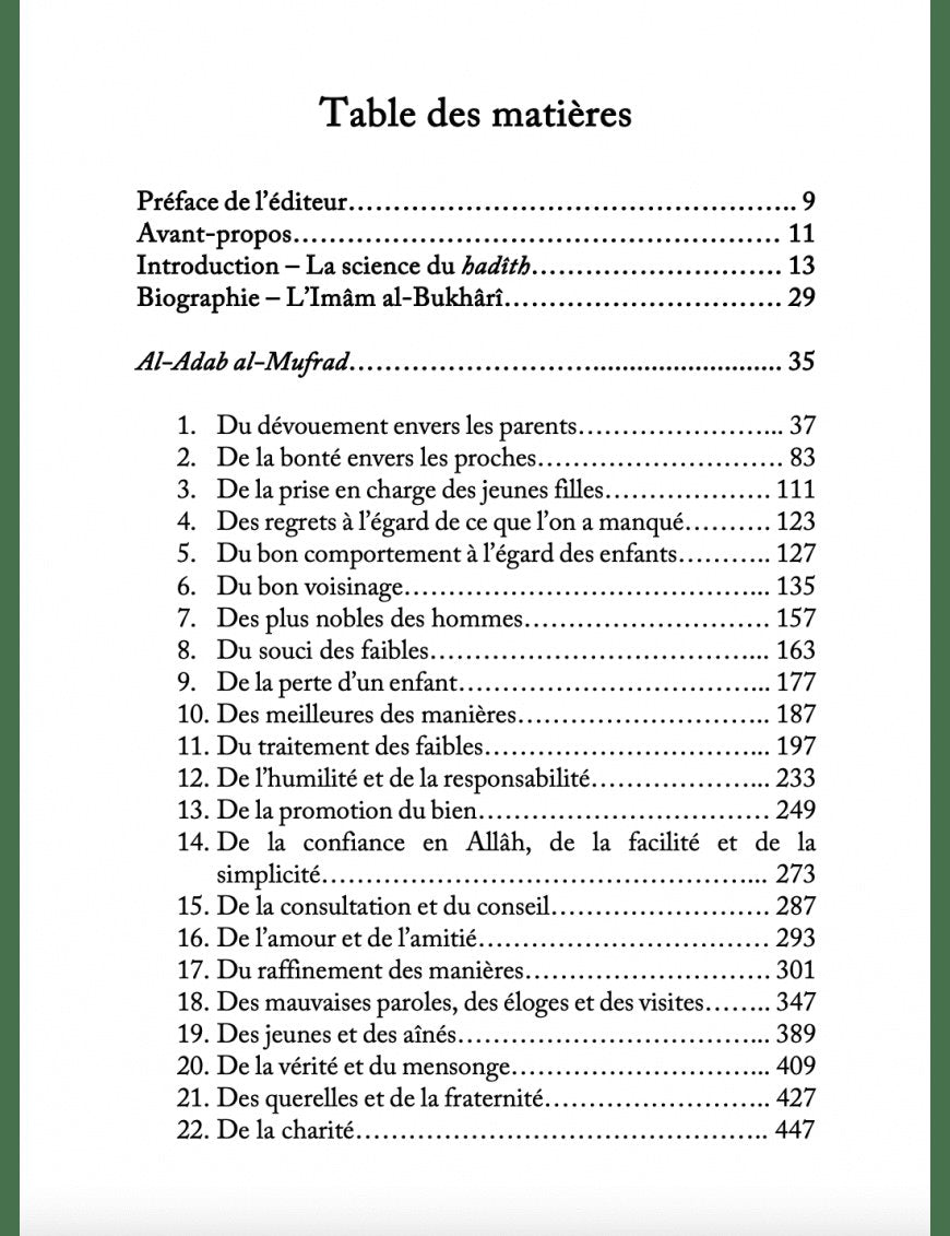 Al-Adab al-Mufrad (L’éducation authentique) – Al-Bukhârî (Vol. 1) - Ribat - Éditions Ribât Ribât Livre > Islam > Tawhid / Aqidah (Croyance) 9782491948382 Librairie Musulmane Al-imen