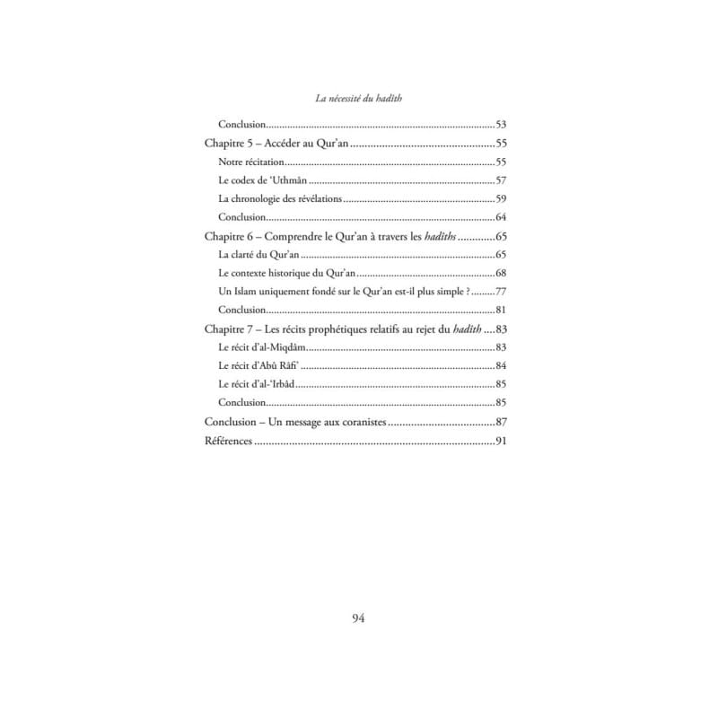 La nécessité du Hadîth - Al-Bayyinah - Librairie Musulmane Al-imen
