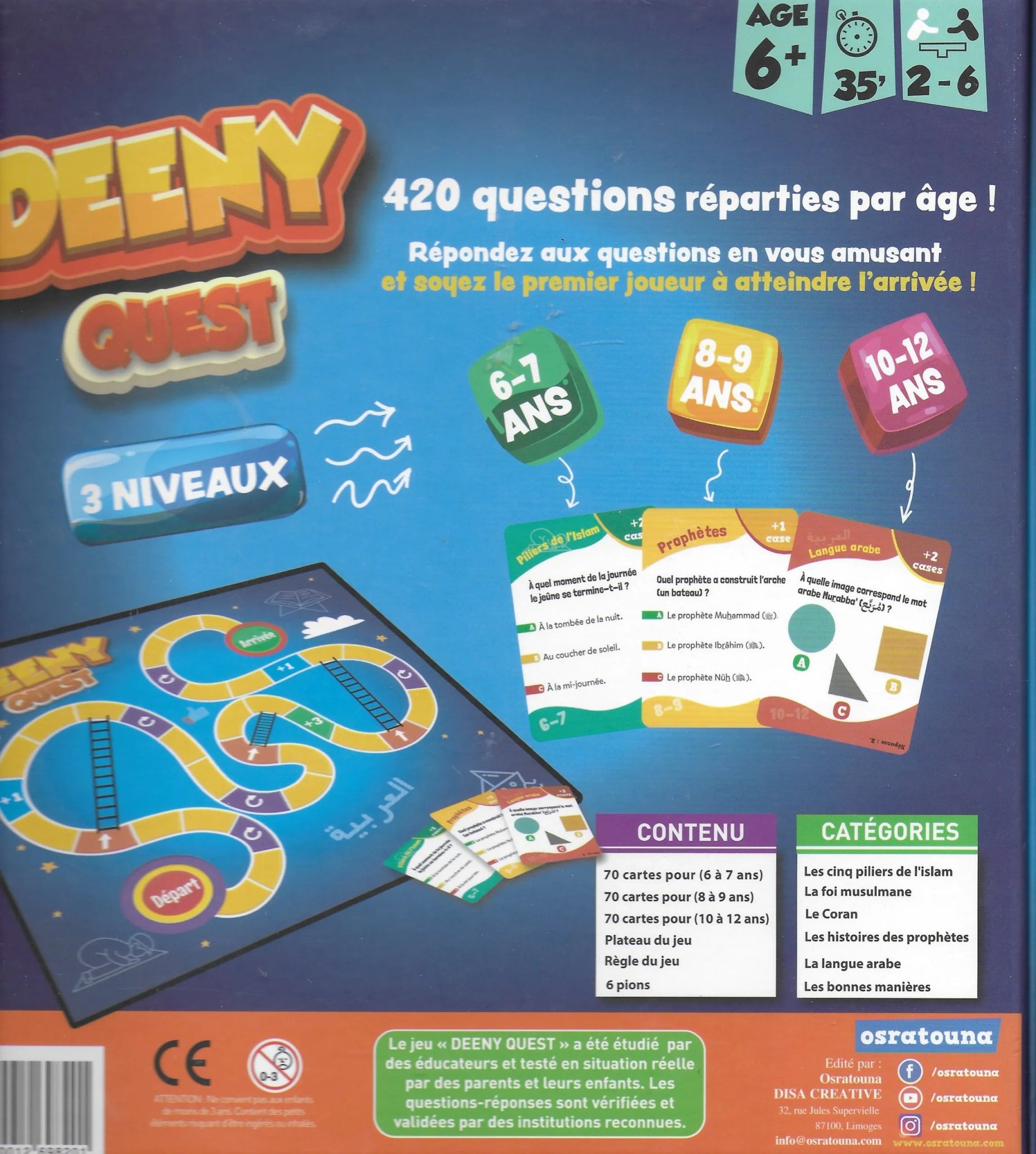 Deeny Quest : 420 Questions Sur L'islam Réparties Par Âge! (+6 Ans, 3 Niveaux) Al - imen