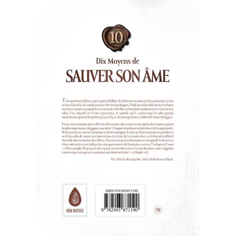Dix Moyen de Sauver Son Âme - Abd Ar-Razzak Al Badr Ibn Badis Livre Islam Mariage 9782493871190 Librairie Musulmane Al-imen