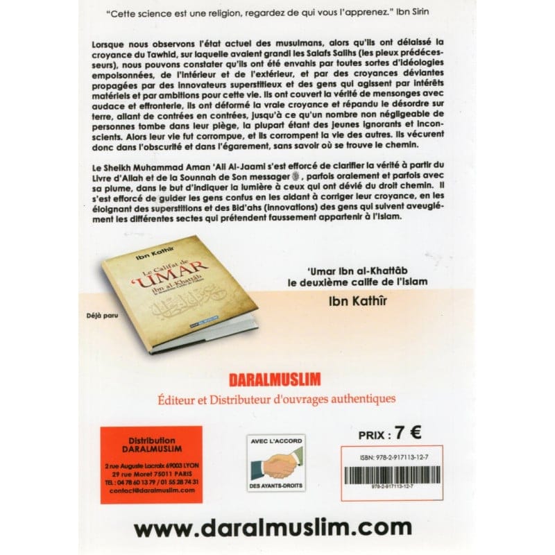 HISTOIRE DE LA CROYANCE ISLAMIQUE - Muhammad Amân al-Jâmi - Dar Al Muslim Dar Al-Muslim Livres > Islam 9782356354310 Librairie Musulmane Al-imen