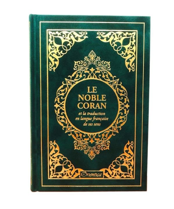 Le Noble Coran vert doré et la traduction en langue française de ses sens - couverture cartonnée en daim Al - imen