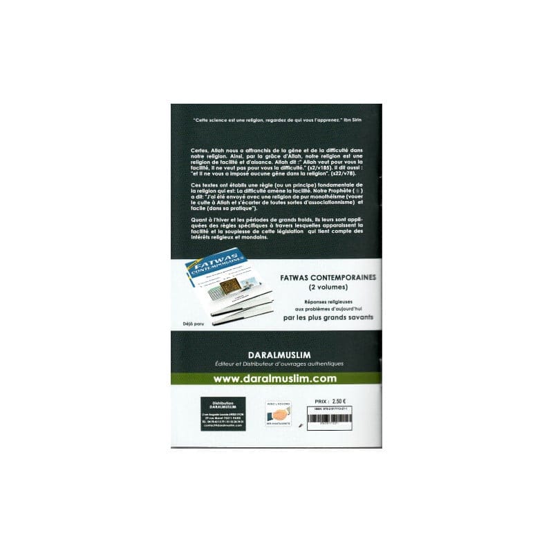LES RÈGLES DE L'HIVER RELATIVES A LA PRIÈRE - Sheikh Sultân Al'Id - Dar Al Muslim Dar Al-Muslim Livres > Islam 9782917113271 Librairie Musulmane Al-imen