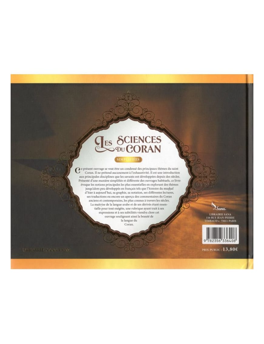 Les sciences du Coran simplifiées - Farid Ouyalize - Sana Sana Livre > Islam 9782356336408 Librairie Musulmane Al-imen