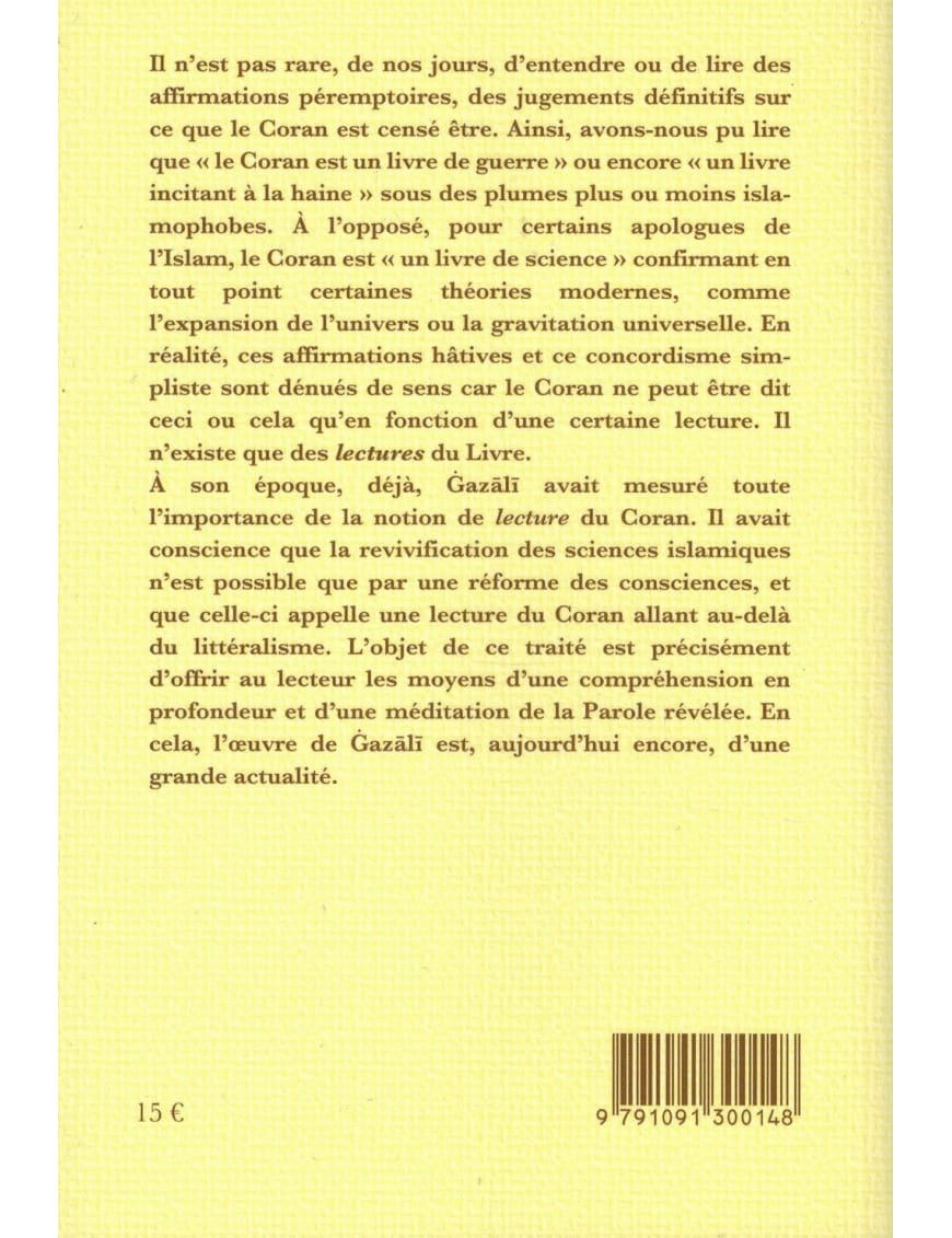Lire et Comprendre Le Coran - Abû Hamîd Al-Ghazâlî - Editions Tasnîm - Éditions Tasnîm Tasnîm Livre sur le Coran Tafsir 9791091300148 Librairie Musulmane Al-imen
