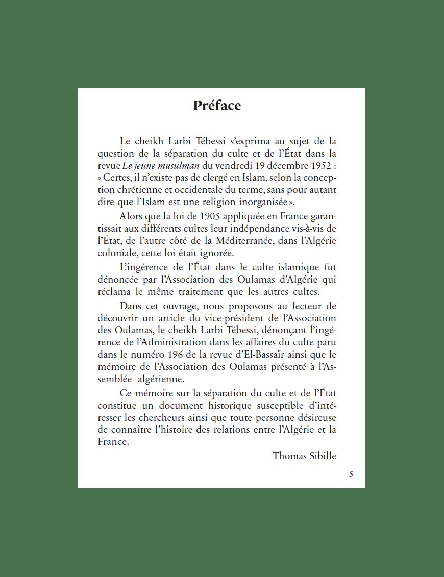Mémoire sur la séparation du culte et de l'Etat - Association des Oulamas d'Algérie - Héritage - Al-Bayyinah Al-Bayyinah Livre > Islam > Histoire du monde arabo-musulman 9782493295255 Librairie Musulmane Al-imen