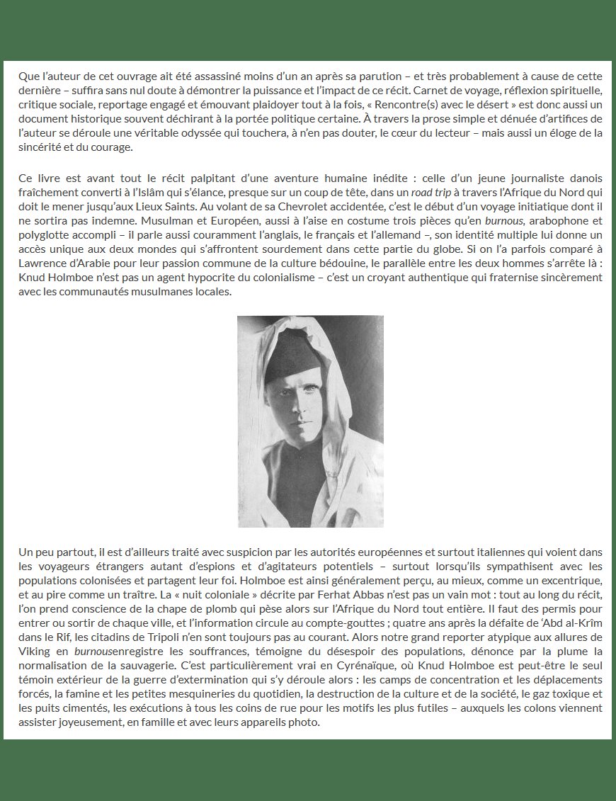 Rencontre(s) avec le Désert - Knud Holmboe - Éditions Ribât - Éditions Ribât Ribât Livre > Islam > Histoire du monde arabo-musulman 9782491948030 Librairie Musulmane Al-imen